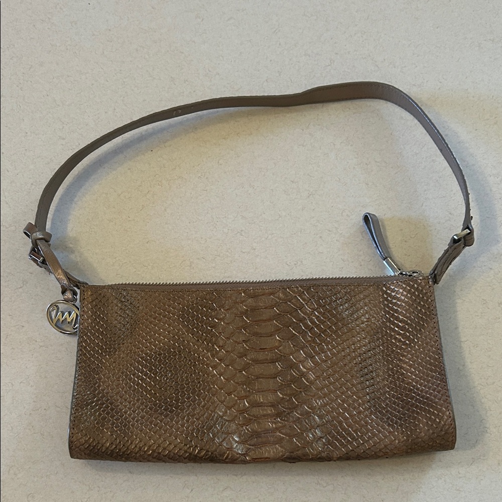 MONSAC Vegan Small Shoulder Bag Snake Embossed Burnt Metallic Bronze Y2KMONSAC